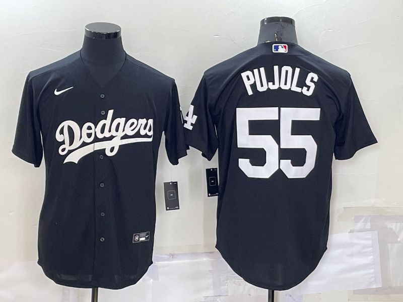 Men Los Angeles Dodgers 55 Pujols Black Inversion Nike 2022 MLB Jersey